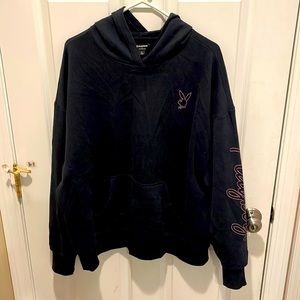 Playboy Black hoodie with pink rhinestones
